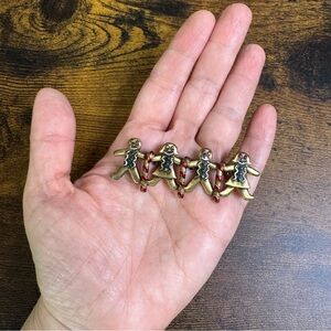 JJ Jonette Jewelry Gingerbread Brooch Men Women Candy Cane Pin Gold Red Green